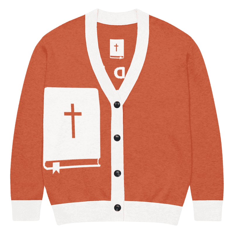 Orange Bible Knitted cardigan